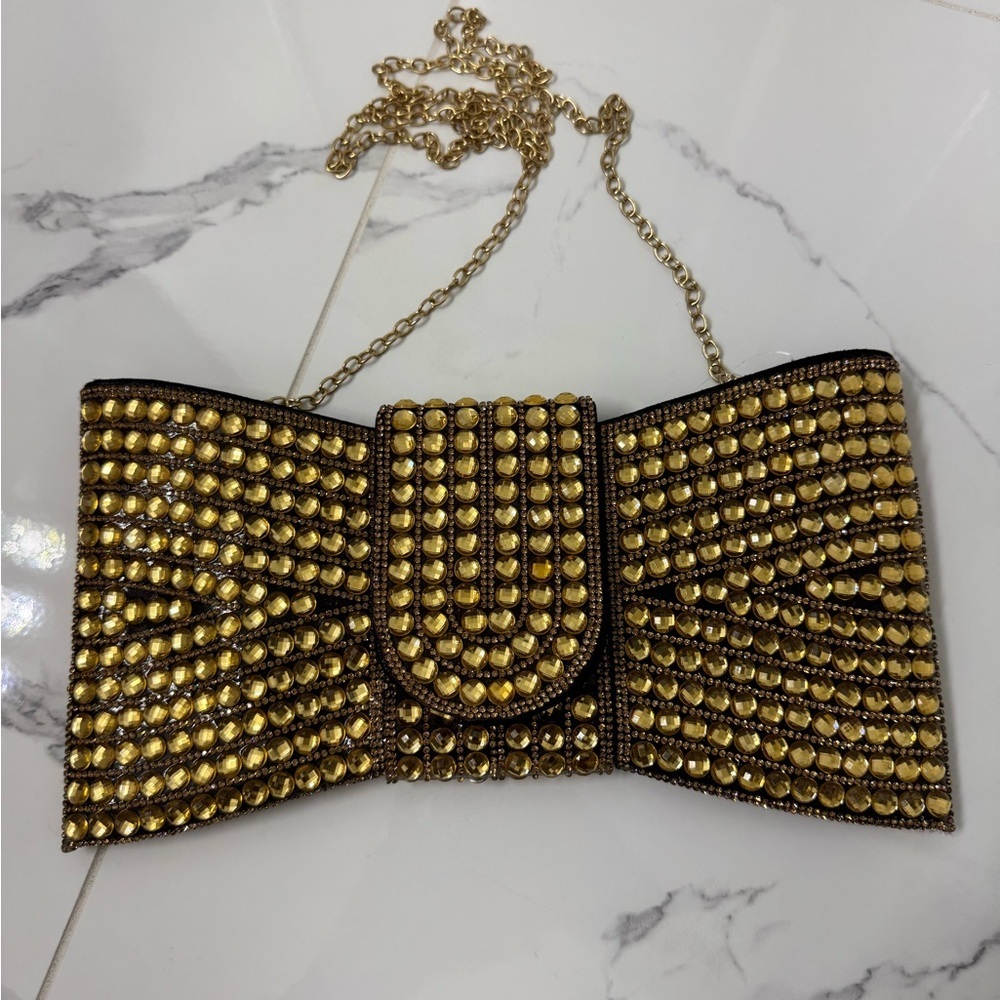 Rhinestone Bowtie Iconic Clutch Bag! - Picture 2 of 5